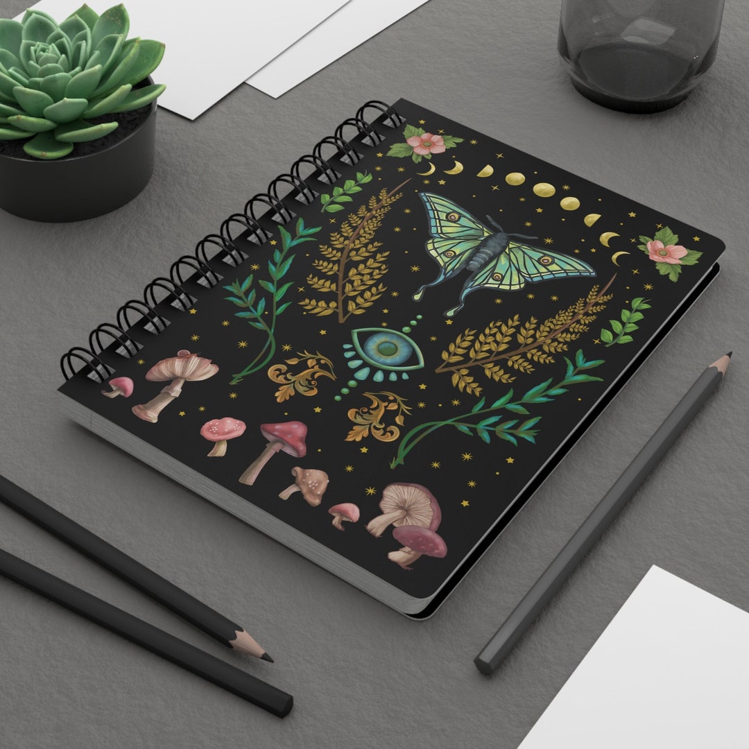 Moth Journal Mystical Luna Moth Journal, Soft Cover Lined Spiral Notebook, Nature ...