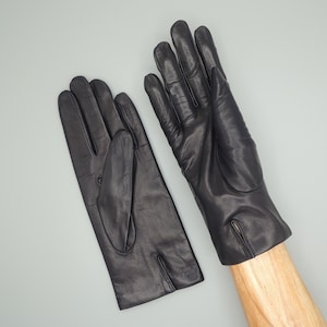 Caridei luxury plain leather gloves in deep blue