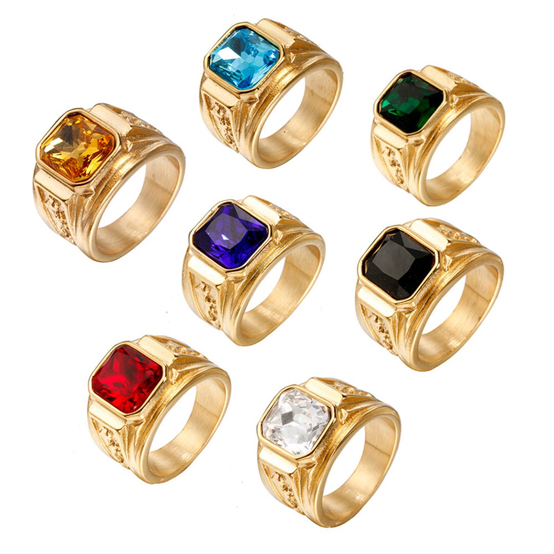 Mens Birthstone Ring Etsy