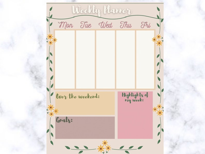 Printable Aesthetic Weekly Planner - Etsy