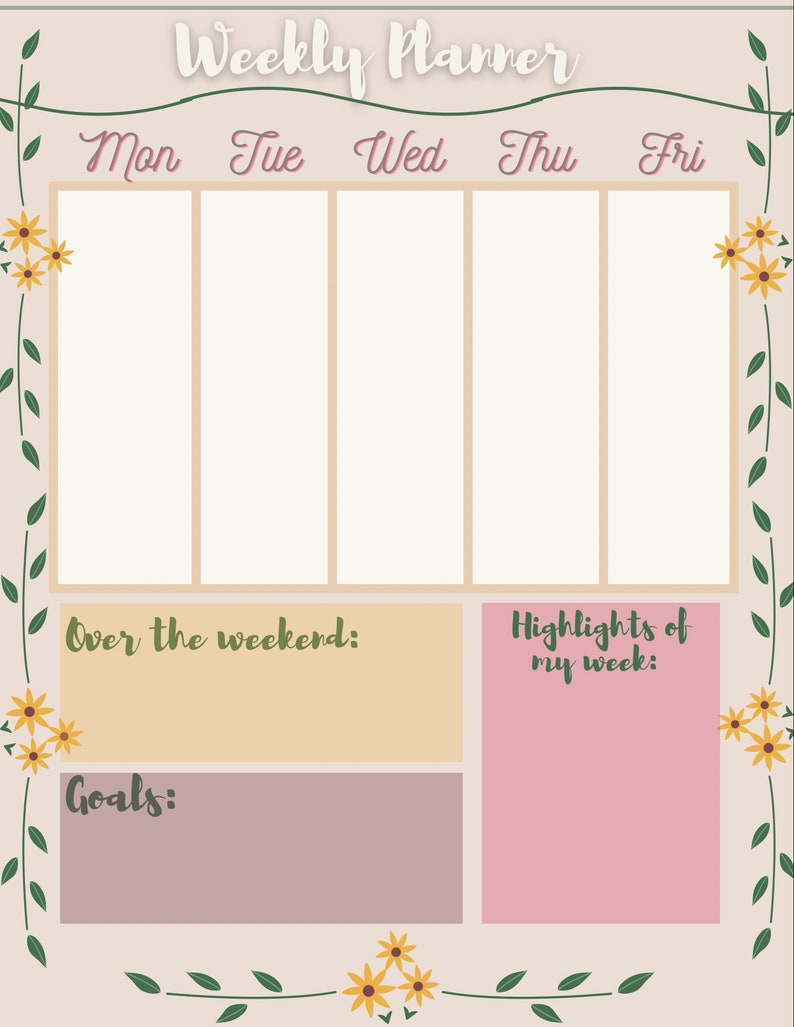 Printable Aesthetic Weekly Planner - Etsy