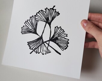 Original Woodcut Print "Ginkgo" in Printmaking