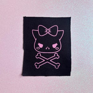 bitten vampire kitten crossbones punk diy kawaii skull patch