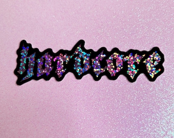 hardcore pastel pink glitter metal horror goth punk cute text sticker