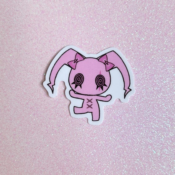 pink oopsy gothic jester kawaii spooky cute glitter sticker