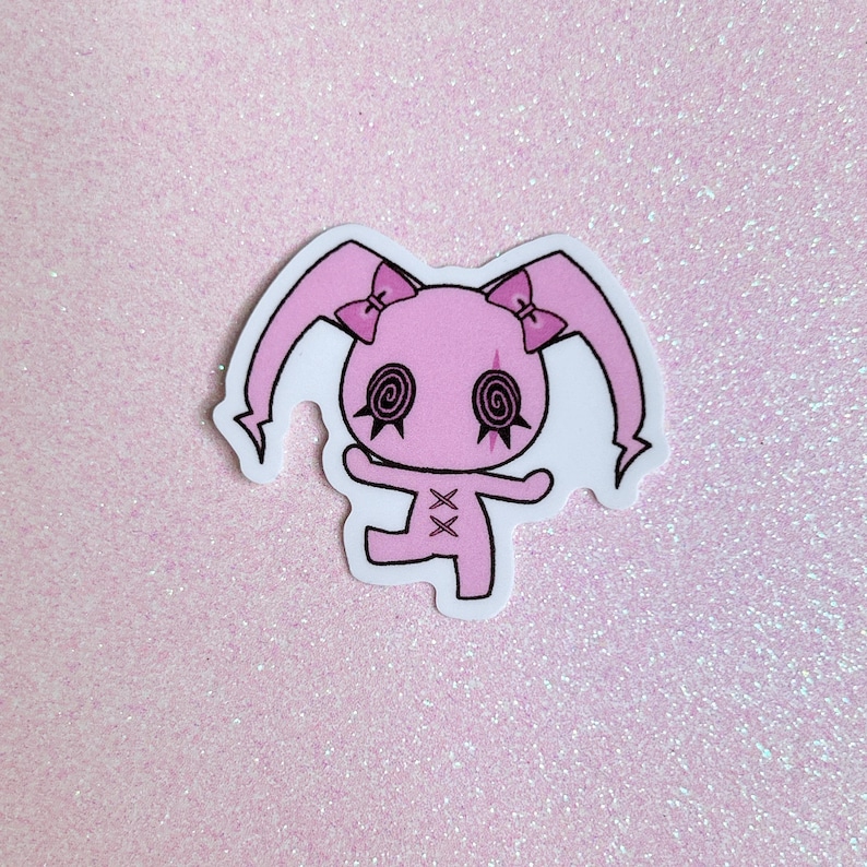pink oopsy gothic jester kawaii spooky cute glitter sticker bild 1