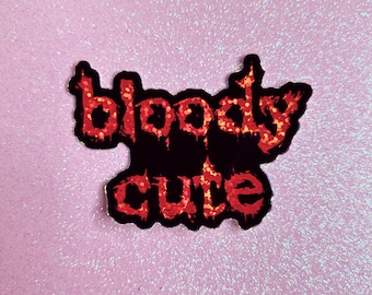 bloody cute red glitter spooky horror goth vampire cute text horror sticker