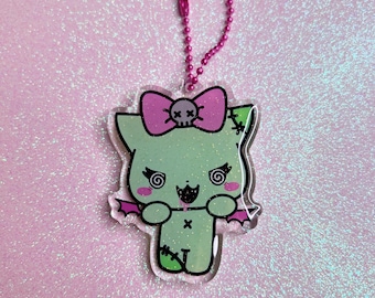 Zomnom Crossbones Zombie Bear Holographic Punk Horror Keychain - Etsy