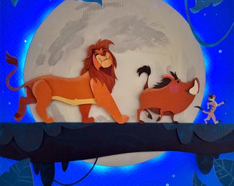 ハクナ マタタ プリント プンバァ ティモン シンバ 水彩画 ライオン