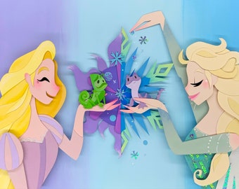 Play date Frozen and Tangled inspired - Fine Art Print