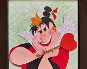 Arte de papel de la villana Reina de Corazones: obra de arte hecha a mano inspirada en Alicia en el País de las Maravillas