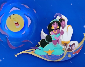 Aladdin and Jasmine / Disney Art / Magic Carpet Ride / Print