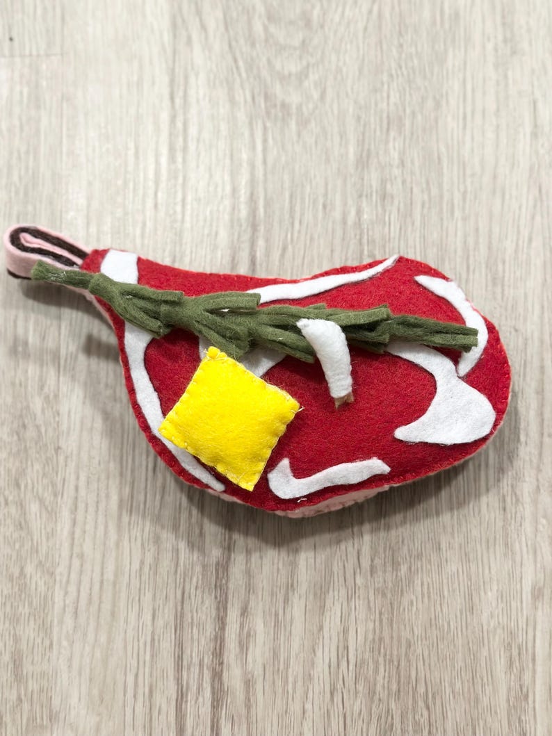 Toy Ribeye Images Felt Steak Pretend Play Toy, Reversible Bone-in Ribeye - Etsy