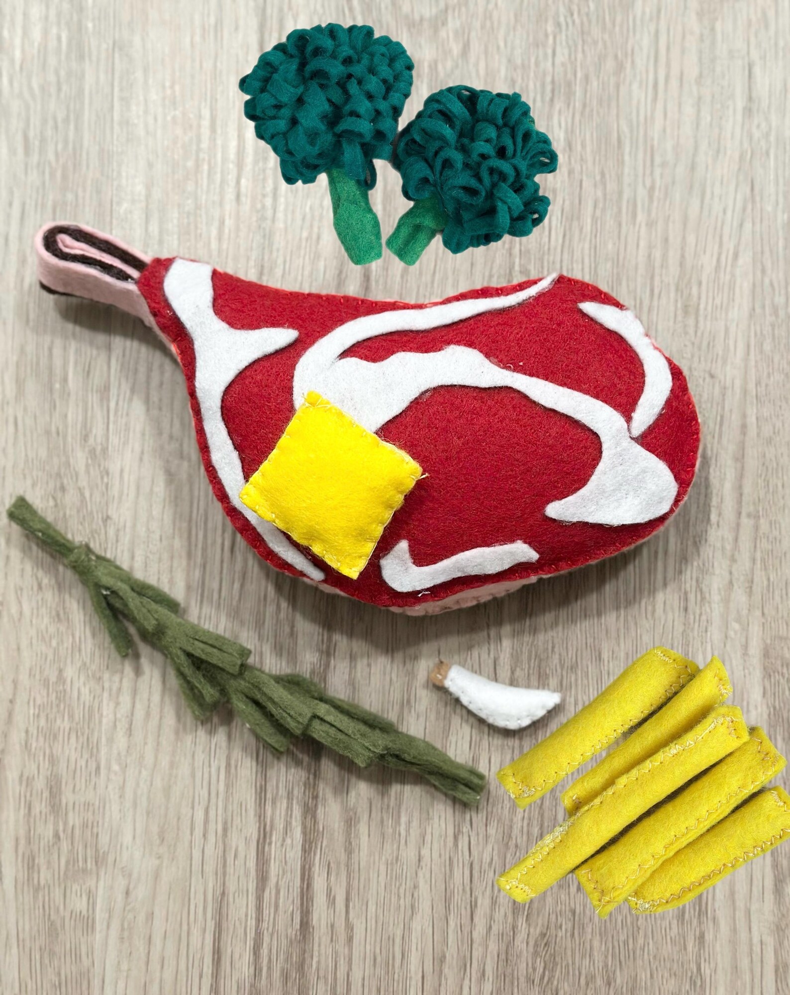 Toy Ribeye Images Felt Steak Pretend Play Toy, Reversible Bone-in Ribeye - Etsy