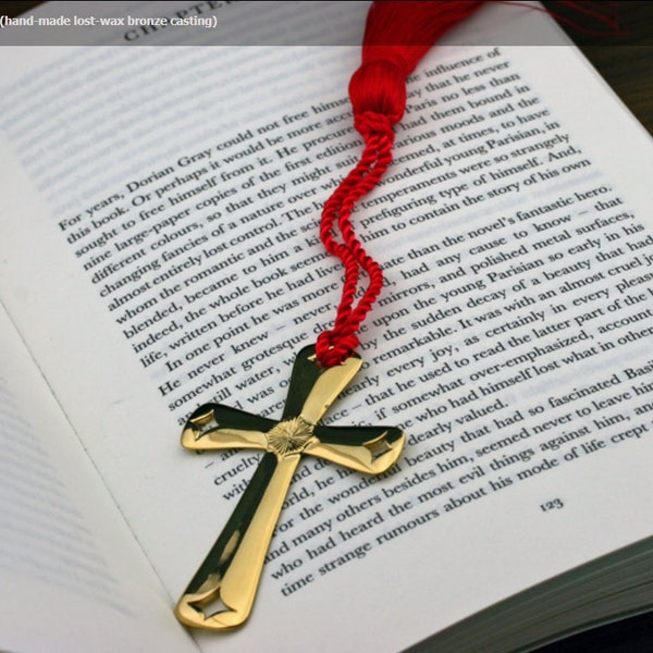 Christian Catholic Metal Cross Bookmark with Tassel, Gold, Silver, for Book Lovers, Writers, Readers, Bible