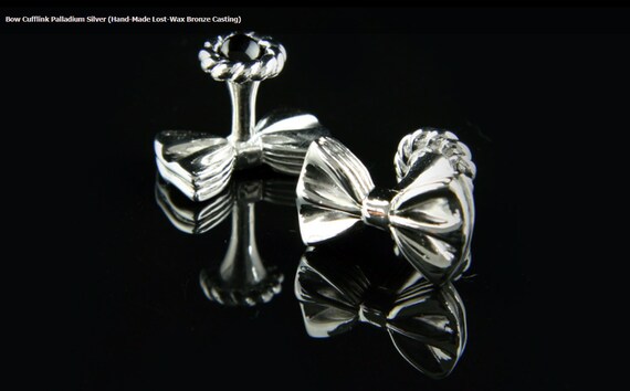 Gold and Silver Bow Cufflinks for Tuxedo Shirts, … - image 2