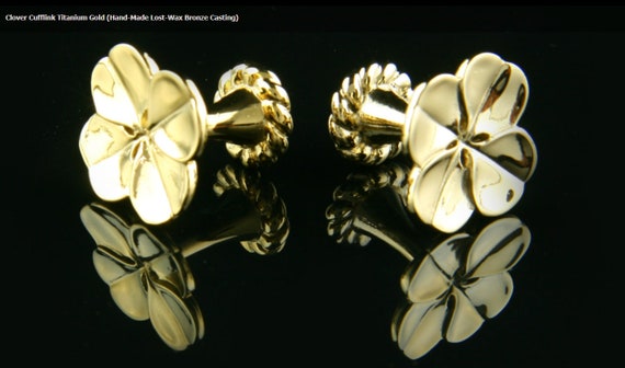 Gold and Silver Clover Cufflinks for Tuxedo Shirt… - image 2