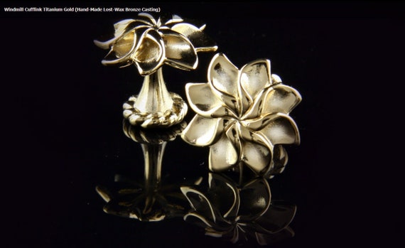 Gold and Silver Lotus Cufflinks for Tuxedo Shirts… - image 1