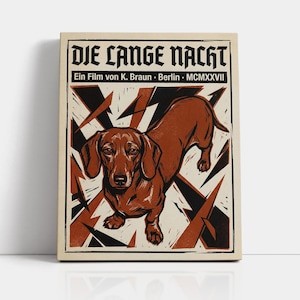 Dachshund Retro Cinema Poster Print | Weimar Germany 1927 Style | Risograph Digital Download | Vintage Dog Wall Art
