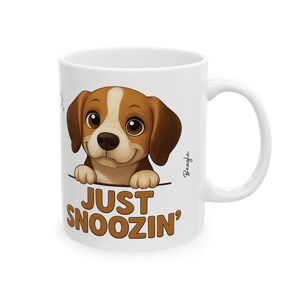 Taza de Beagle de 325 ml / Simplemente dormitando / Linda taza de café para amantes de los perros / Regalo para dueños de mascotas y fanáticos de los beagles que aman dormir la siesta