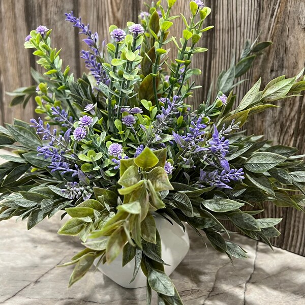 Lavender Floral Arrangement for Home Decor | Farmhouse Floral Decor | Floral Centerpiece | Faux Purple Floral arrangement | Summer floral