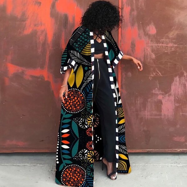 African Print Duster- Ankara Duster-Kimono- African Kaftan- African Cover Up- Robe