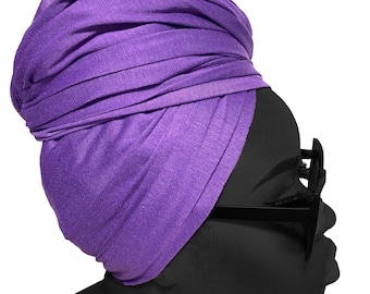 Stretch Headwrap for Women- Purple- Jersey Cotton Stretch Headwrap- Soft Cotton Stretch African Headwrap-Chemo Headscarf