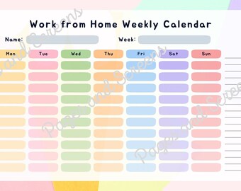 Printable Work From Home Pastel Colorful Cute Abstract Weekly Calendar With Hourly Schedule - Etsy printable-work-from-home-pastel-colorful-cute-abstract-weekly-calendar-with-hourly-schedule-etsy