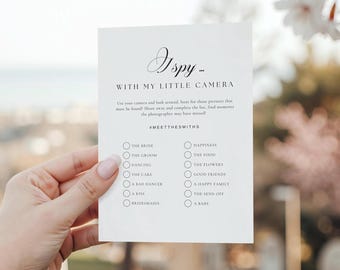 I Spy photo Camera Wedding Game, Bridal Shower Activity (Printable Canva Template)