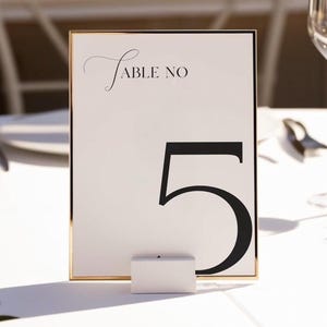 Elegant Table number sign  Template | Printable Reception table cards | Editable Canva Dinner table number sign Minimalist Modern table card