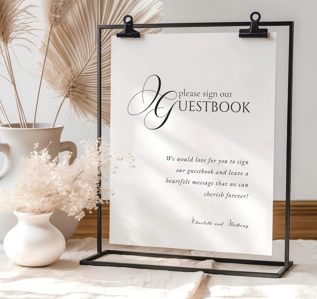 Please Sign Our Guestbook Wedding Sign, Editable Canva Template ...