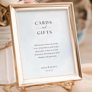 Wedding Cards and Gifts Sign: Minimalist Tabletop Decor (Canva Template DIY)