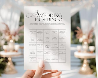 Printable Wedding Photo Bingo Game: Bridal Shower Icebreaker (Canva Template, 5x7 Digital Download)