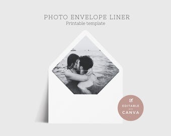 Photo Wedding Envelope Liner Template, DIY Printable custom envelope  (Canva)