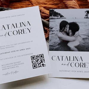 Wedding Invitation canva with QR code and photo template, Minimalist Wedding Invitation, Editable Minimalist Wedding Invite  Modern  Invite