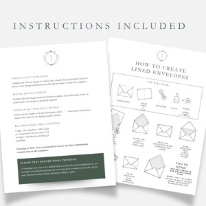 instructional sheets on how to use your printable custom envelope liners, and instructions on how to cut and create your custom envelope liners