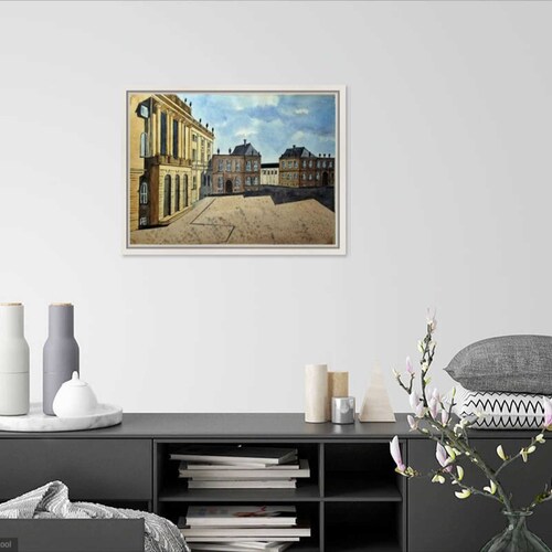 Plazza. Design Museum, Denmark. shops Original Watercolor Painting, Landscape Artwork, Wall Decor, Room Decor, Home Decor