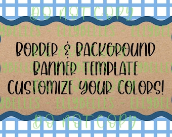 Plantilla de banner de Canva editable con borde ondulado y fondo a cuadros
