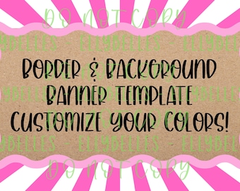 Plantilla de banner editable de Canva con borde ondulado y fondo de rayos de sol