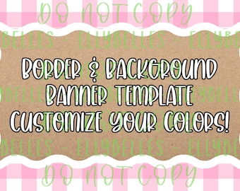 Plantilla de banner de Canva editable con borde ondulado y fondo a cuadros