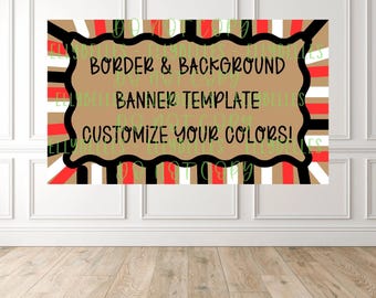 Fondo de rayas multicolores con borde ondulado / Plantilla de banner editable de Canva