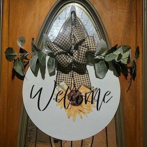 Sunflower Welcome Sign| Front Door Sign| Sunflower Front Door Wreath| Sunflower Wreath| Front Door Hanger|Front Door Decor|Housewarming Gift