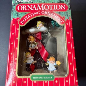 Vintage NOMA Heavenly Angels Ornamotion Rotating Ornament Christmas Tree Decoration Cute Little Angels Ornament Collectible