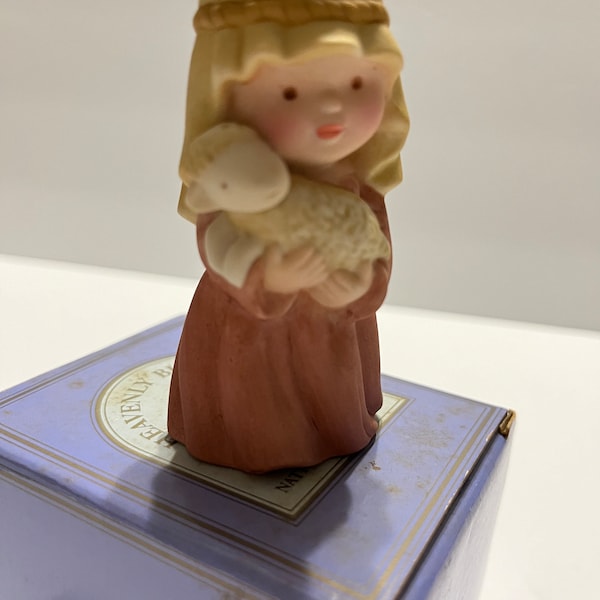 Nativity Avon 1987 The Heavenly Blessings Nativity Collection, Shepherd with Lamb, Avon Porcelain Nativity Figurine, Avon Collectible