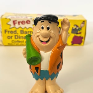 Vintage Vinyl Fred Flintstone Figure from the original Flintstones, Promotional Toy with Post Pebbles Cereal