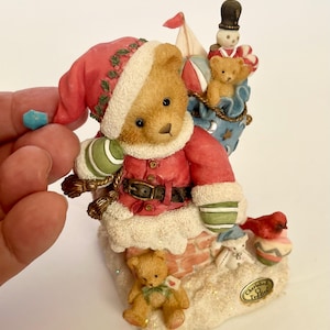 Cherished Teddies 1997 Kris, Up On The Rooftop, Limited Edition Enesco 272140 Priscilla Hillman, Christmas Santa Bear, Collectible