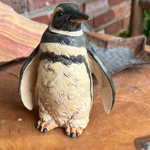 Penguin Ceramic Porcelain Figurine, Handpainted Porcelain Penguin by UCTCI Japan, Vintage 5 inches tall Collectible
