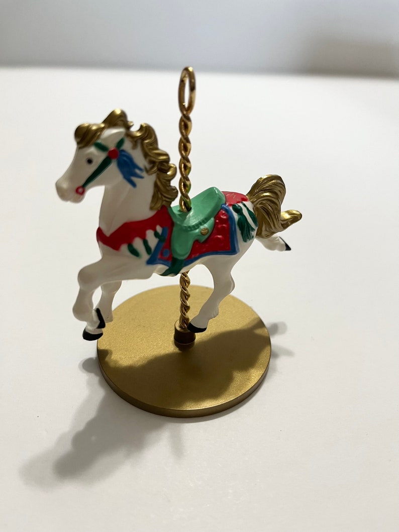 Vintage Hallmark Christmas Carousel Horse Ornament, 1989 Hallmark