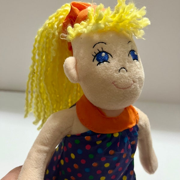 Teenage Plush Stuffed Doll 2002 Groovy Girl Style by Unimax Toys, Blonde Hair Ponytail Teenager Doll 13 inches, Blue eyed Little Girl Doll