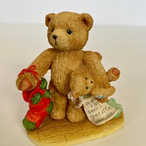 Cherished Teddies 1992 Jacob, Wishing For Love, Enesco 950734 Priscilla Hillman, Christmas Teddy Bear with Stocking & Letter to Santa